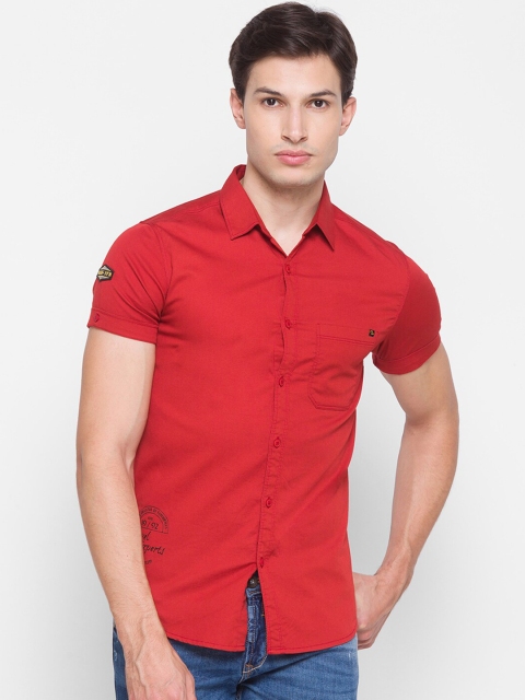 

SPYKAR Men Red Slim Fit Opaque Casual Shirt