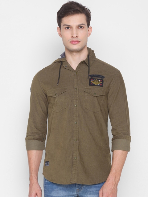 

SPYKAR Men Green Slim Fit Opaque Casual Shirt