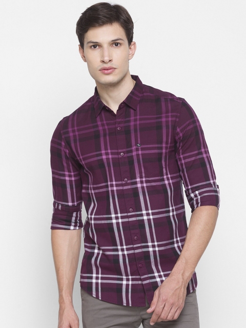 

SPYKAR Men Purple Slim Fit Tartan Checks Opaque Checked Casual Shirt