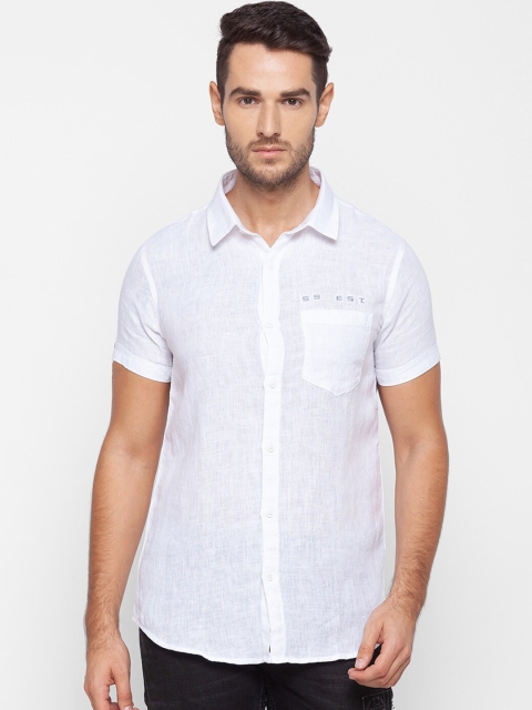 

SPYKAR Men White Slim Fit Opaque Printed Casual Shirt