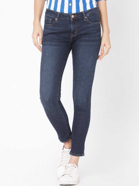 

Spykar Women Blue Skinny Fit Low-Rise Cropped Jeans