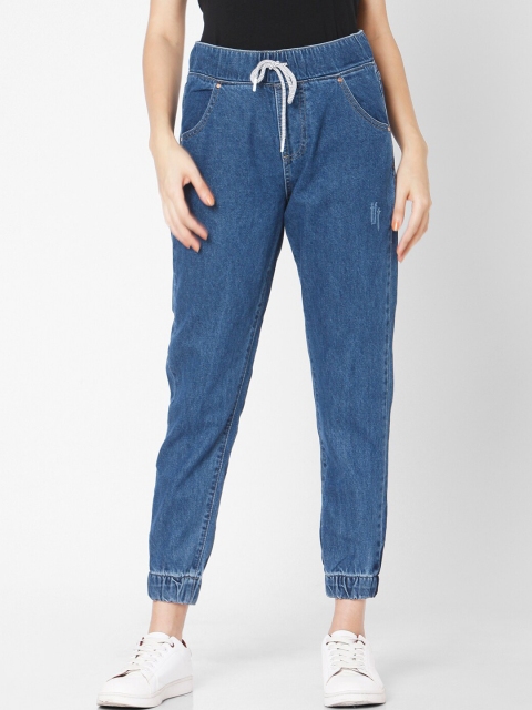 

SPYKAR Women Blue Relaxed Fit High-Rise Low Distress Jeans