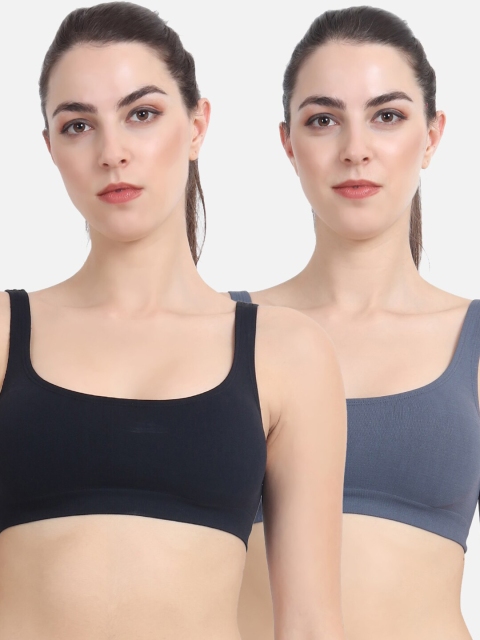 

Beau Design Pack of 2 Black & Grey Workout Bra