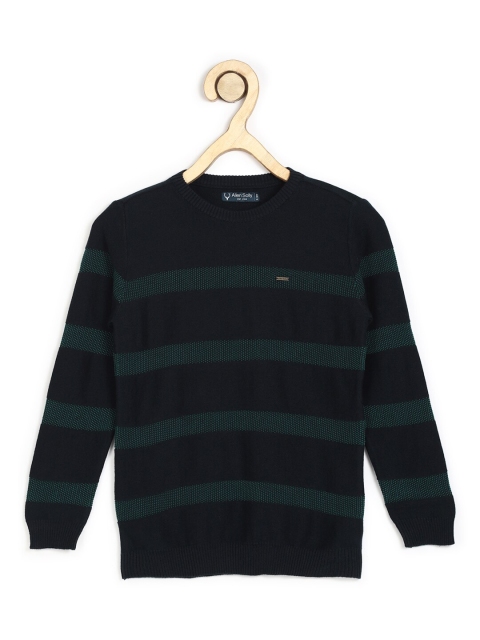 

Allen Solly Junior Boys Navy Blue & Green Striped Pullover