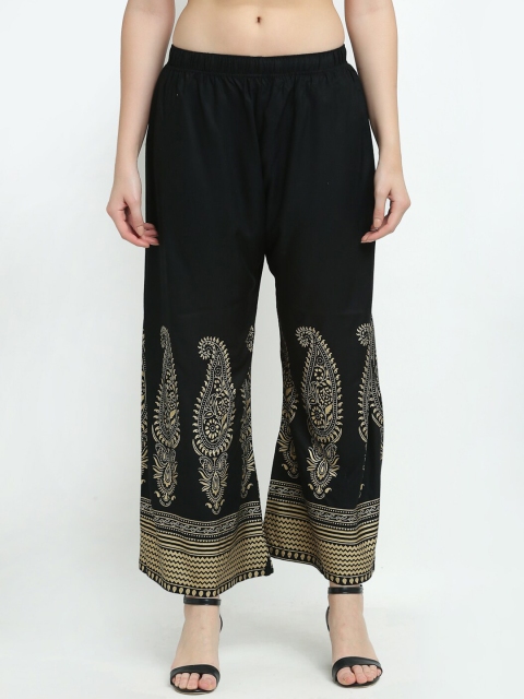 

TAG 7 Women Black Foil Printed Palazzo