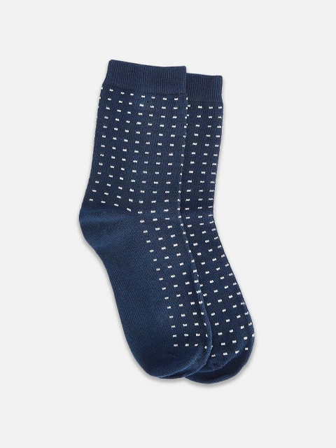 

Ajile by Pantaloons Men Cotton Navy Blue & White Patterned Crew-Length Socks