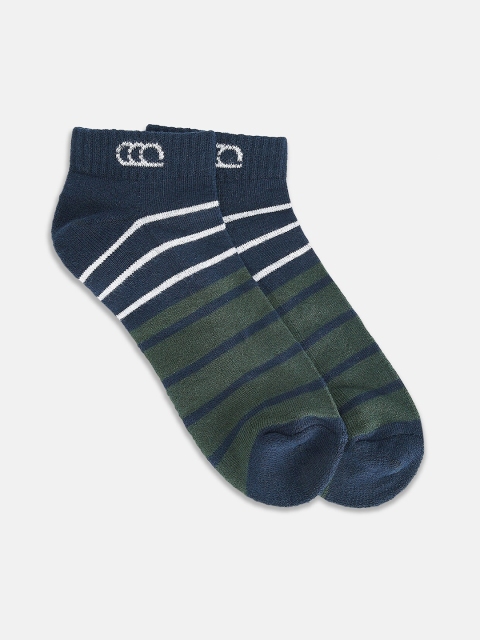 

Ajile by Pantaloons Men Navy Blue & Green Striped Ankle-Length Socks