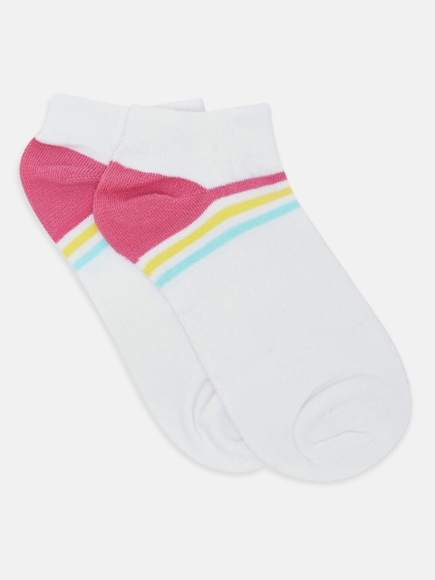 

Honey by Pantaloons Women White & Pink Colourblocked Ankle-Length Socks