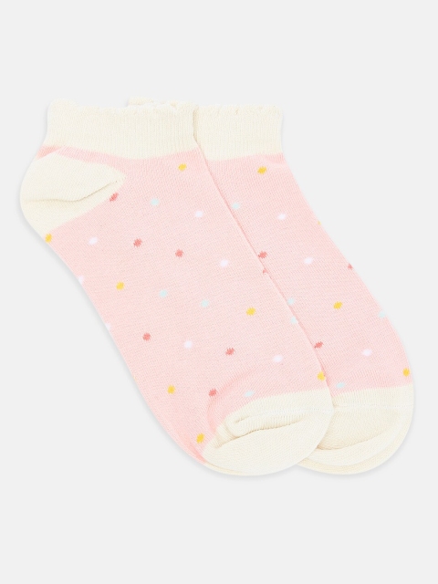 

Honey by Pantaloons Women Pink & Beige Patterned Ankle-Length Socks