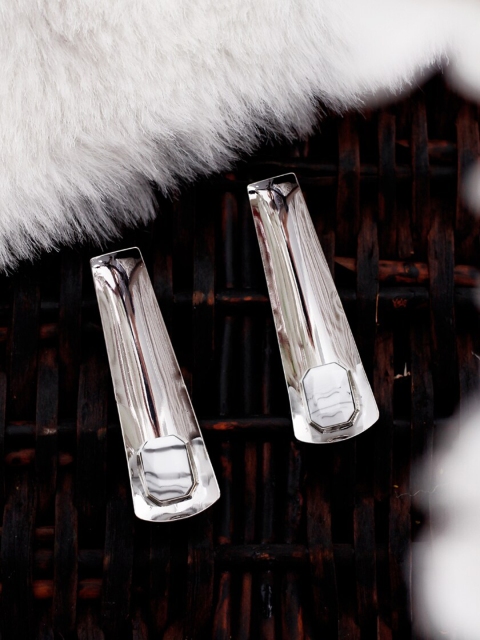 

Bellofox White Silver Plated Contemporary Drop Earrings