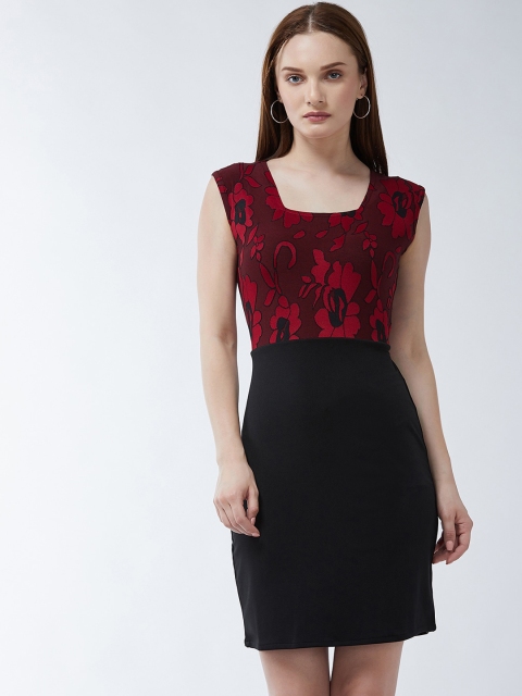 

Purple Feather Women Red & Black Floral Sheath Dress