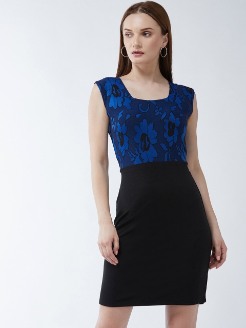 

Purple Feather Women Blue & Black Floral Sheath Dress