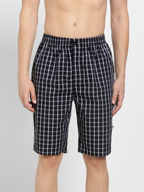 

Jockey Men Black & White Checked Cotton Regular Shorts