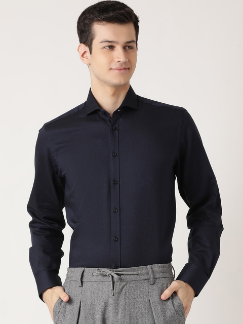 

Bruun & Stengade Men Navy Blue Opaque Casual Shirt