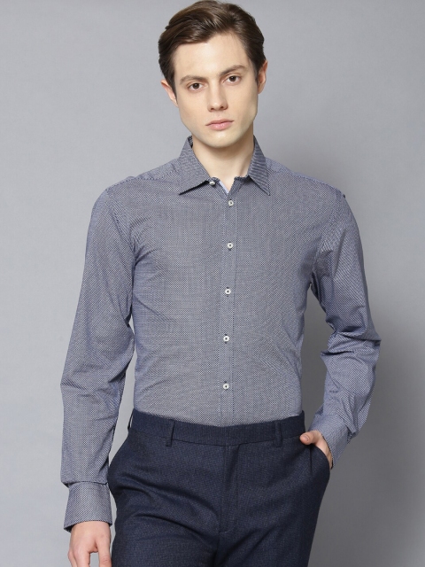 

Bruun & Stengade Men Navy Blue Slim Fit Micro Checks Opaque Checked Casual Shirt