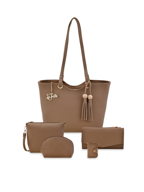 

LaFille Beige PU Structured Shoulder Bag with Tasselled