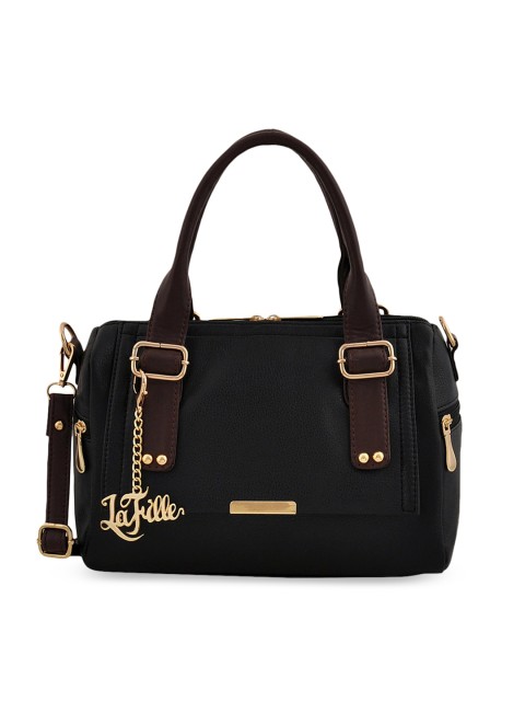 

LaFille Black Checked PU Structured Handheld Bag