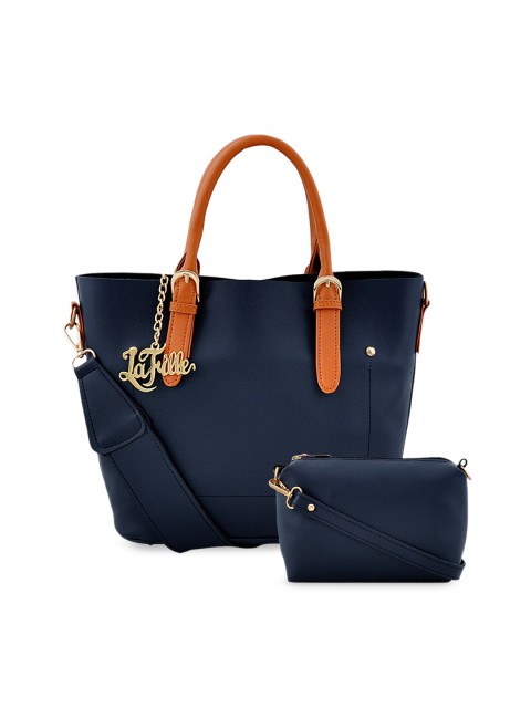 

LaFille Blue PU Shopper Handheld Bag