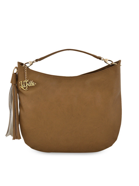 

LaFille Beige Structured Handheld Bag with Tassels