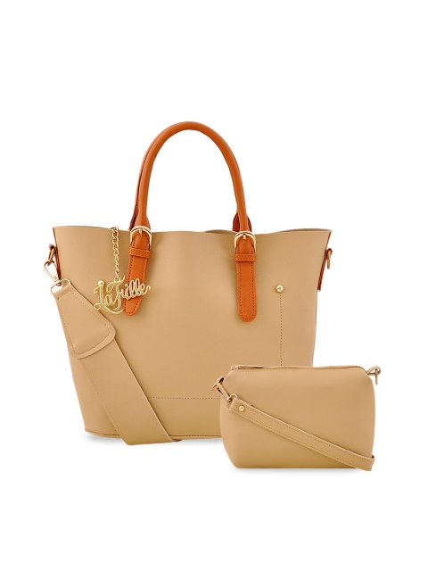 

LaFille Women Pack-2 Beige PU Shopper Handheld Bag