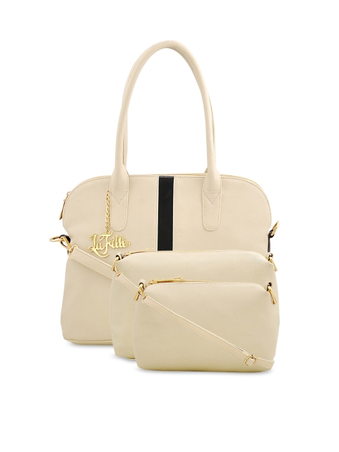 

LaFille Women Pack-3 Cream-Coloured PU Structured Shoulder Bag
