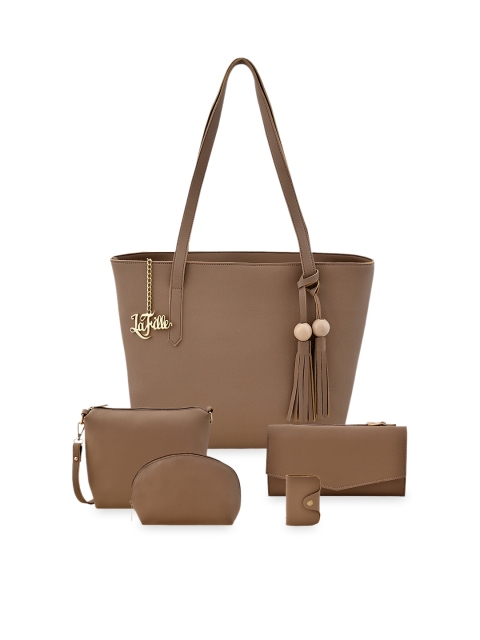 

LaFille Beige PU Structured Shoulder Bag