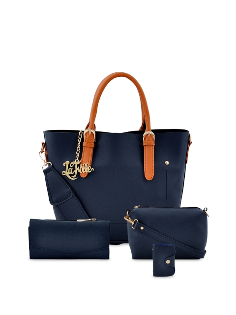 

LaFille Women Blue Set of 4 Handbags