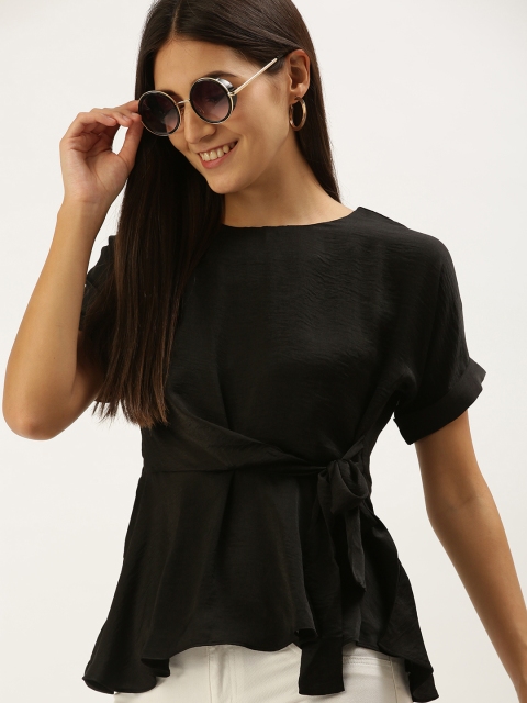 

AND Black Waist Tie-Up A-Line Top