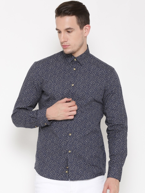 

Celio Men Navy Printed Casual Shirt, Navy blue