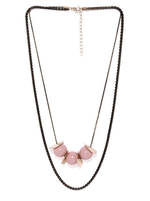 

Blisscovered Women Black & Pink Metal & Artificial Beads Layered Necklace