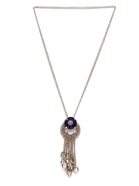 

Blisscovered Gold-Toned & Black Gold-Plated Tasselled Necklace