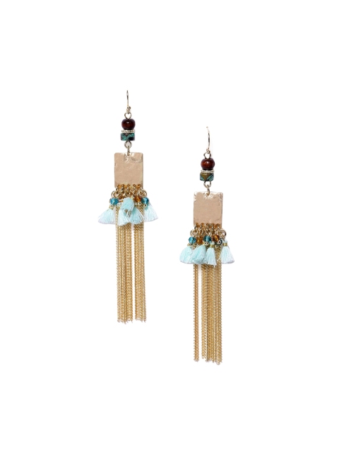 

CRZ Gold-Toned Gold-Plated Contemporary Drop Earrings