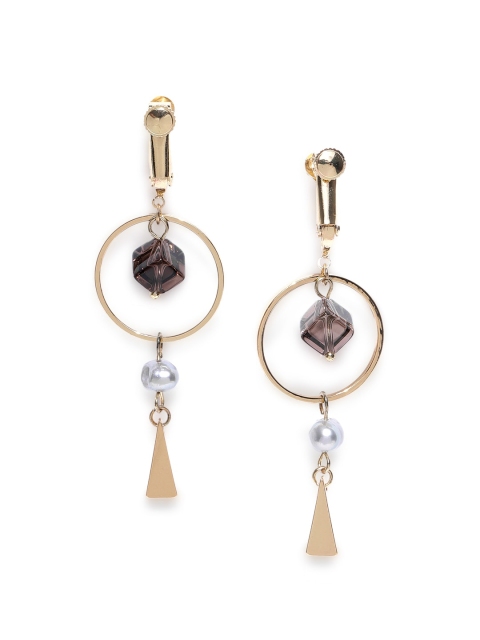 

CRZ Gold Plated Gold-Toned Geometric Drop Earrings