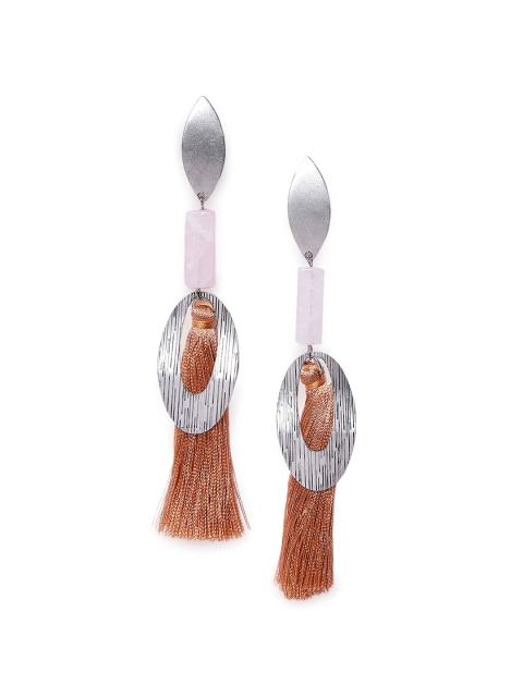 

CRZ Copper-Toned Rhodium Plated Quirky Drop Earrings