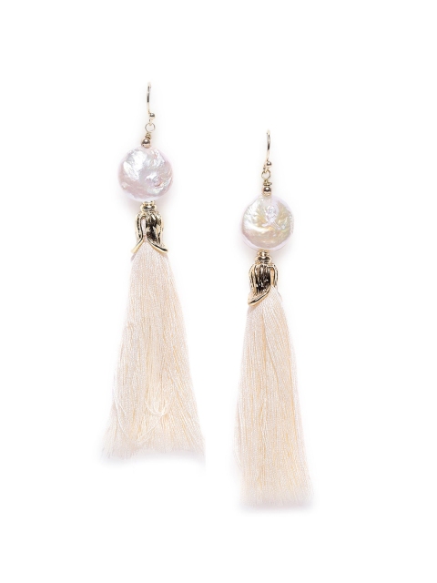 

CRZ White Gold-Plated Contemporary Drop Earrings