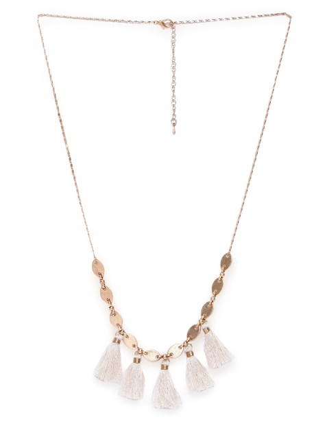 

CRZ Gold-Toned & Off White Gold-Plated Tasselled Necklace