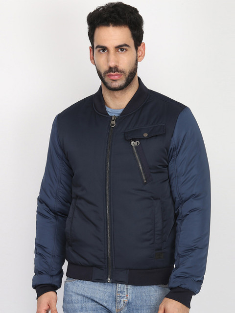 

LINDBERGH Men Navy Blue Lightweight Bomber Jacket