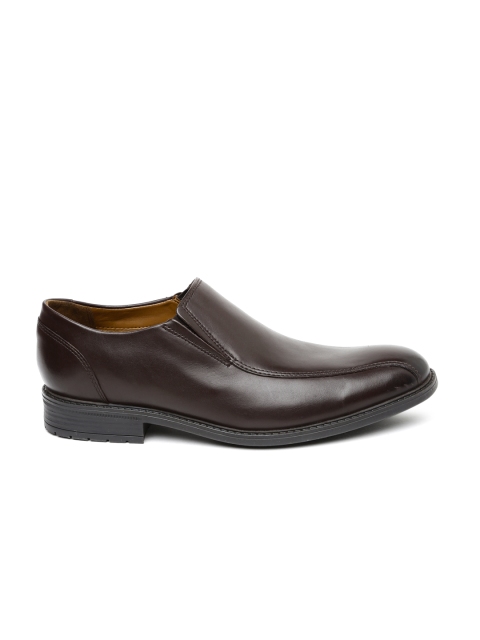 

Clarks Men Coffee Brown Truxton Step Leather Semiformal Slip-Ons