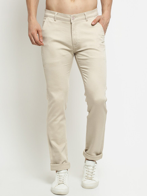 

Rodamo Men Beige Slim Fit Chinos Trousers