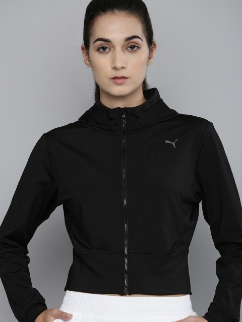 

Puma Women Black Crop dryCELL Studio Yogini Full-Zip Woven Training Jacket