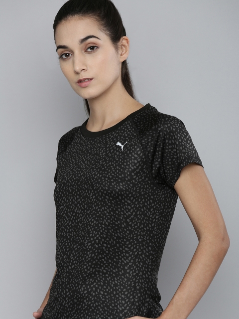 

Puma Women Black dryCELL RUN Graphic Printed Running T-shirt