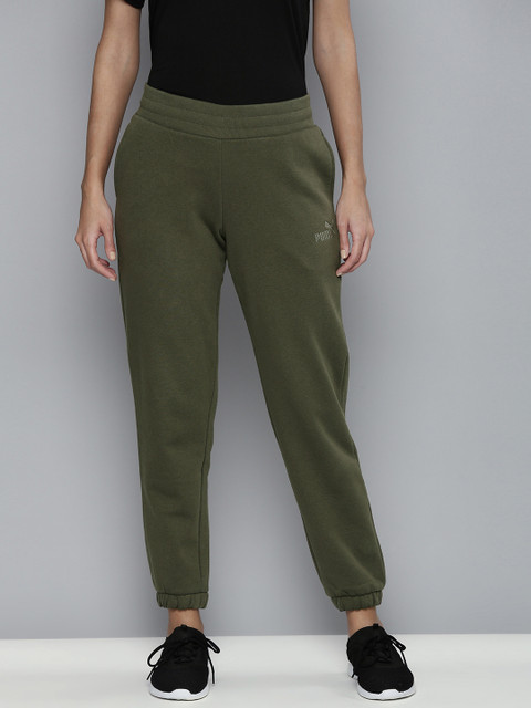 

Puma Women Olive Green Embroidered Essentials+ Joggers