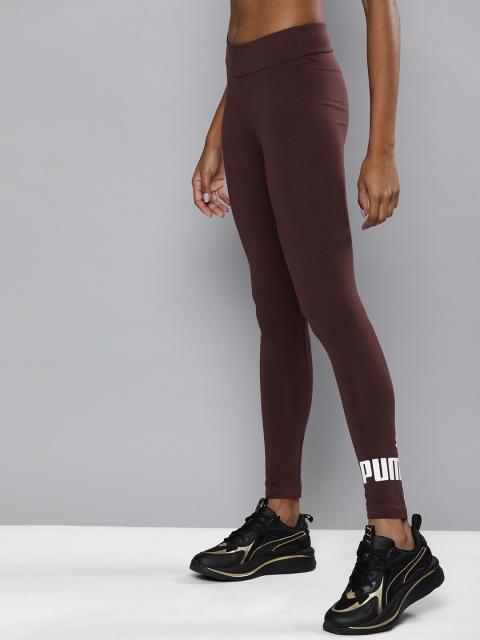 

Puma Women Brown Essentials Logo Printed Tights, Maroon