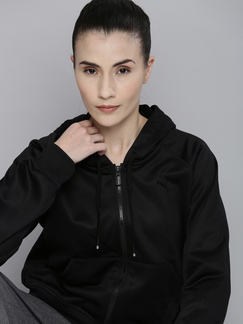 

Puma Women Black Hooded POWER Fleece Warm Cell Full-Zip Training Sweatshirt