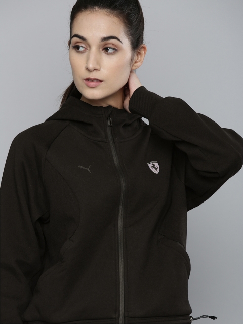 

PUMA Motorsport Women Black Ferrari Style Hooded Sweat Jacket