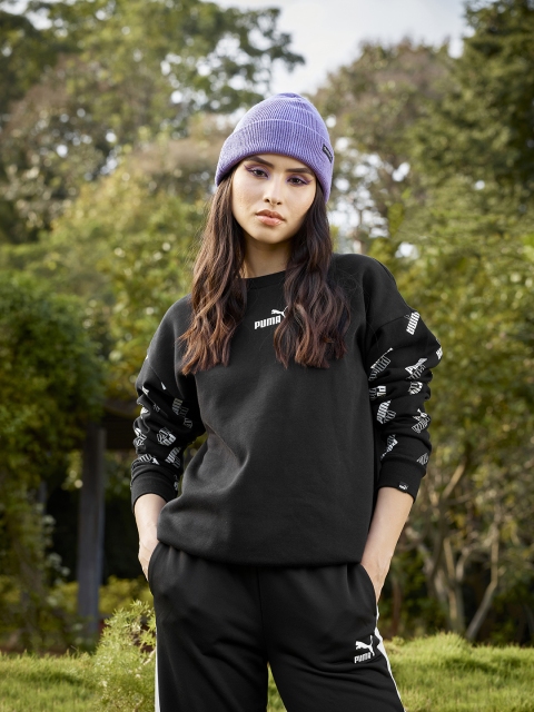 

Puma Women Black Printed POWER Crew Loose Sweatshirt