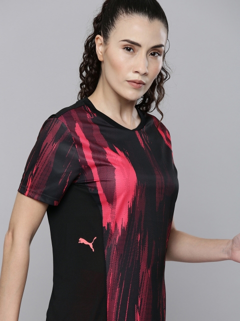 

Puma Women Black & Pink individualCUP Graphic Printed Football T-shirt