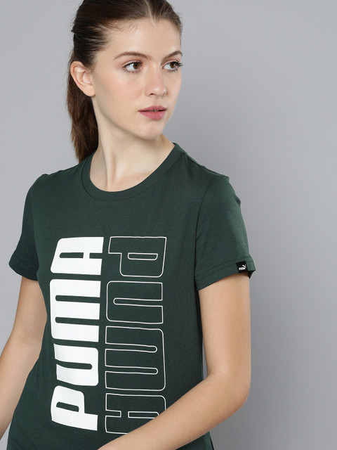 

Puma Women Green & White Power Logo Printed T-shirt