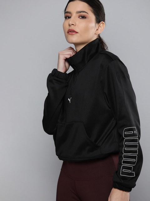 

Puma Women Black Logo Printed Training Sweatshirt