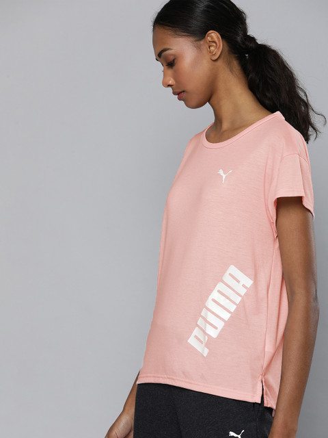 

Puma Women Pink Brand Logo Printed Modern Sports Loose dryCELL Extended Sleeves T-shirt